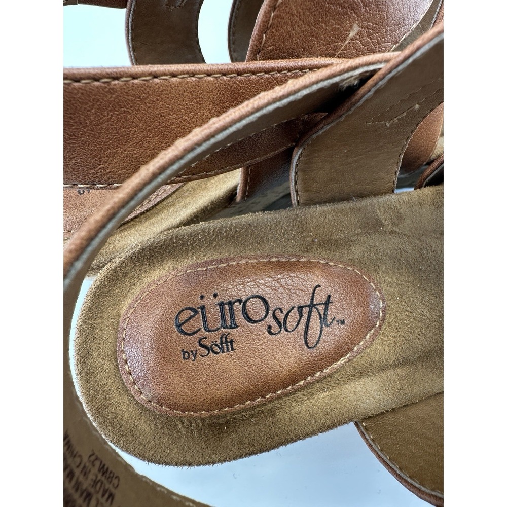 Eurosoft by Sofft Brown Strappy Wedge Sandals Hook & Loop Synthetic Womens Sz 8 - Picture 10 of 10